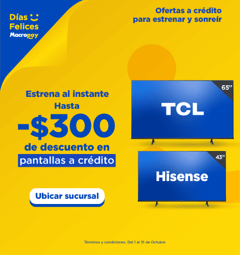 macropay pantallas a crédito promo días felices