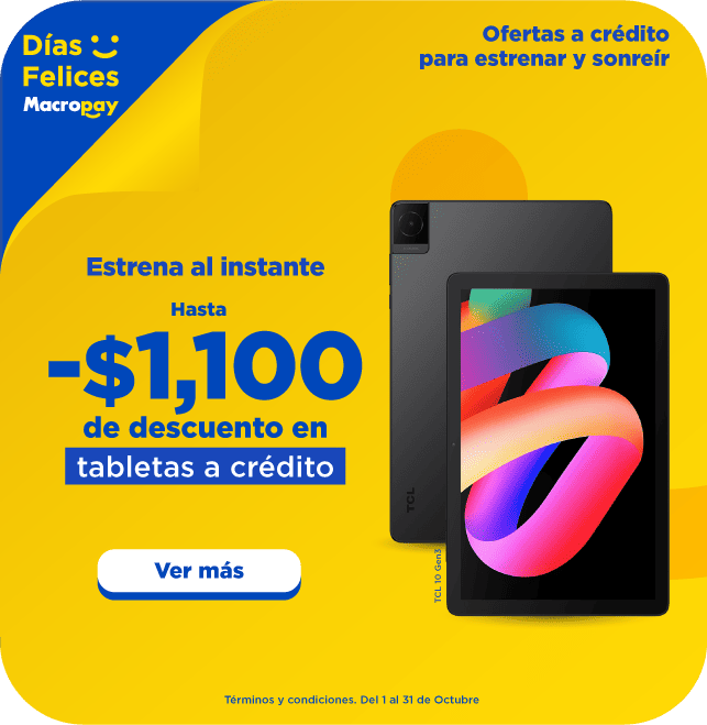 macropay tabletas a crédito promo días felices